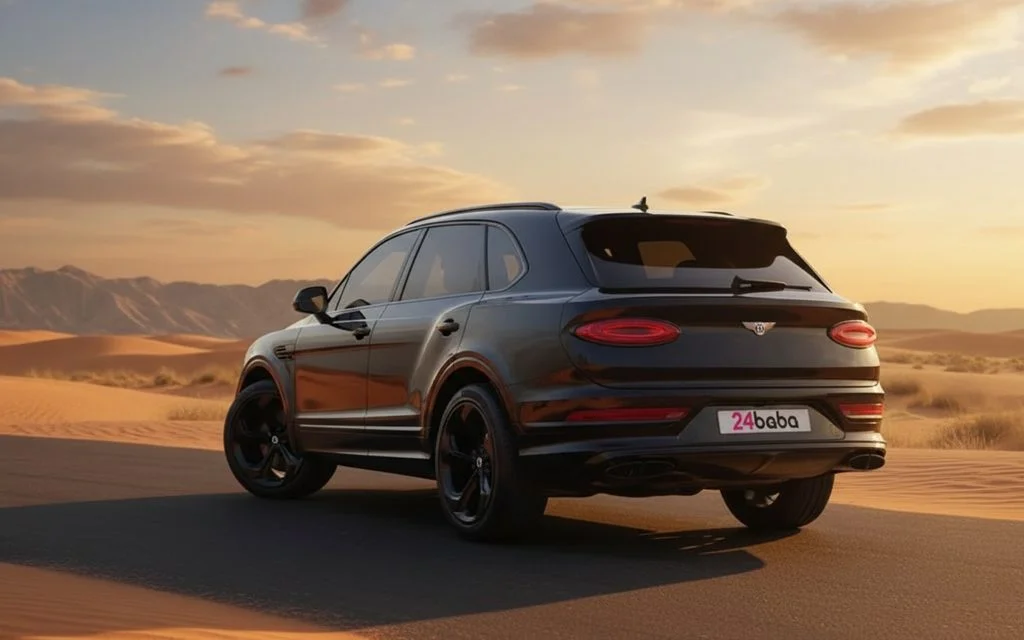 Bentley Bentayga 2023 Black rear view showing taillights
