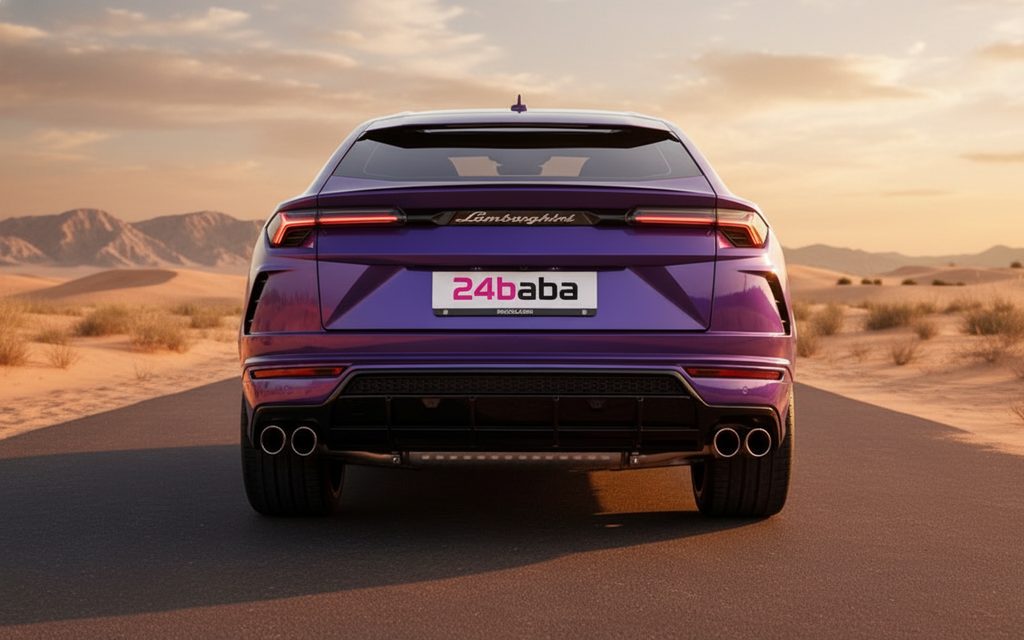 Lamborghini Urus 2022 Purple rear view showing taillights