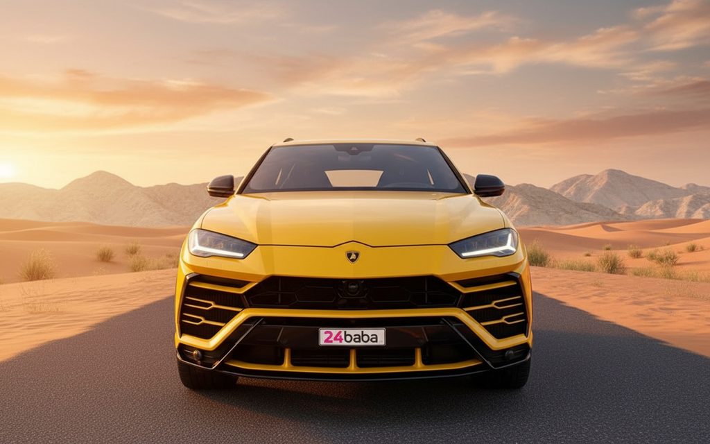 Lamborghini Urus 2021 Yellow front view with headlights