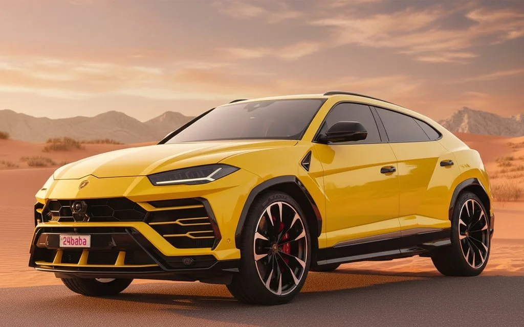 Lamborghini Urus 2021 Yellow front view with headlights