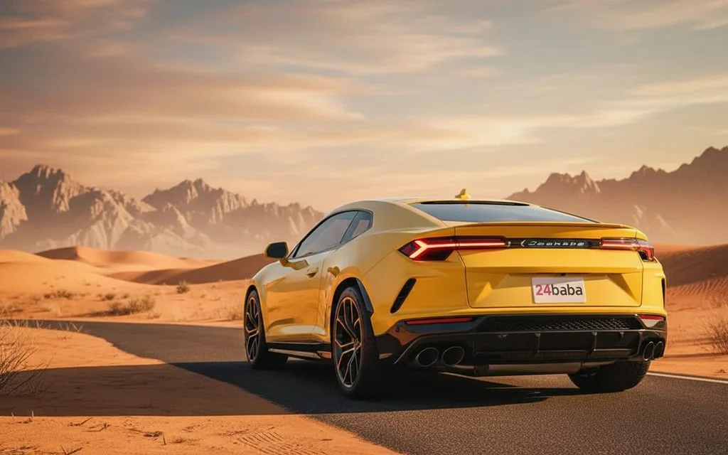 Lamborghini Urus 2022 Yellow rear view showing taillights