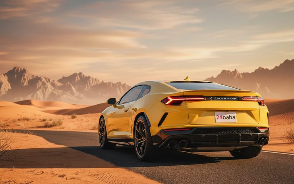 Lamborghini Urus 2022 Yellow rear view showing taillights
