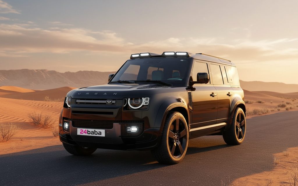 LandRover Defender 2025 Black front view with headlights