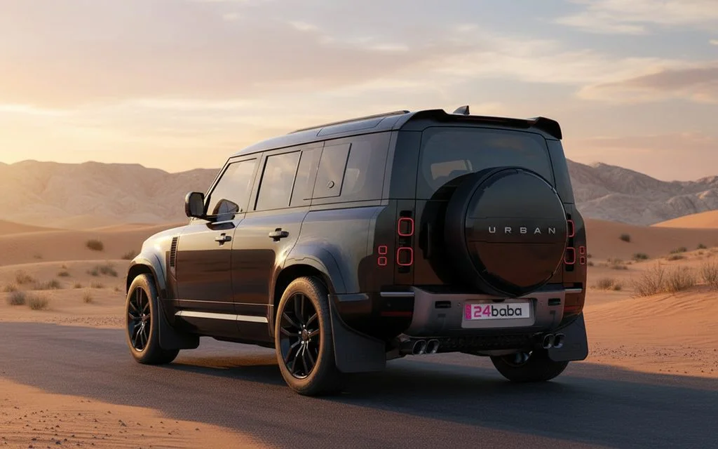 LandRover Defender 2025 Black rear view showing taillights