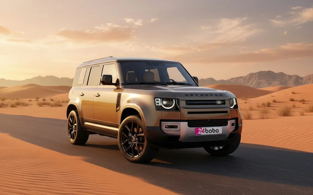 LandRover Defender 2022 Brown front view with headlights