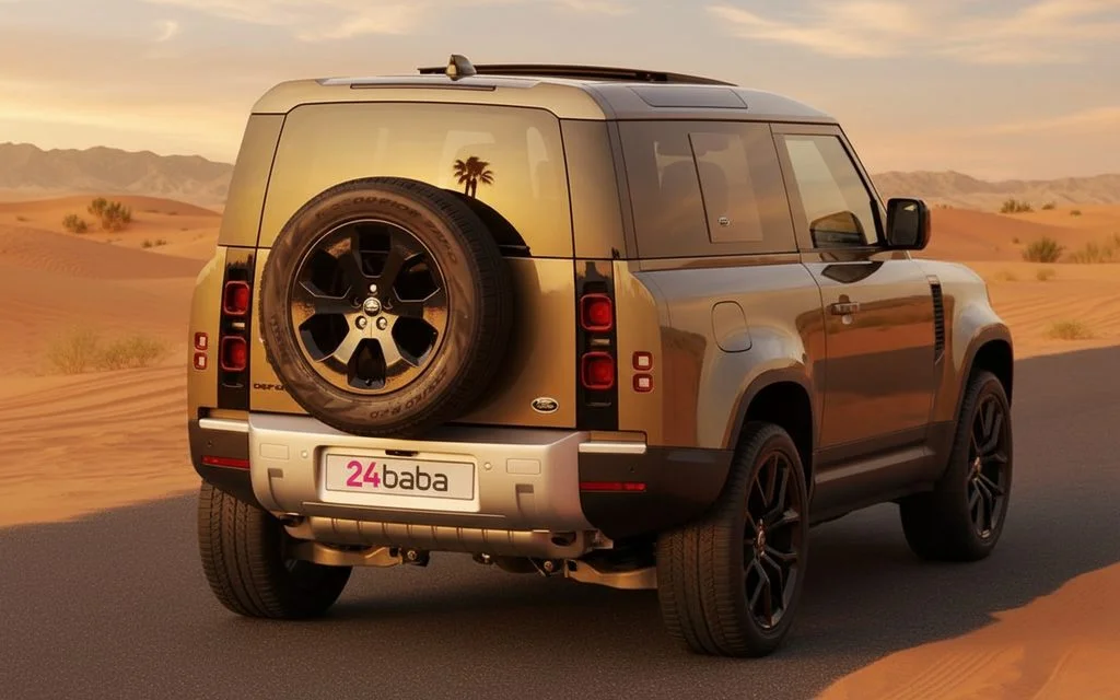 LandRover Defender 2022 Brown rear view showing taillights