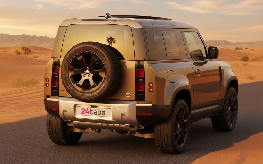 LandRover Defender 2022 Brown rear view showing taillights