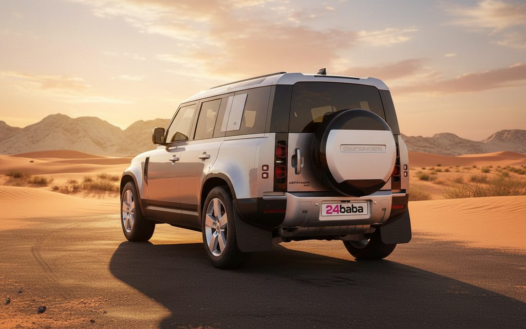 LandRover Defender 2022 Silver rear view showing taillights