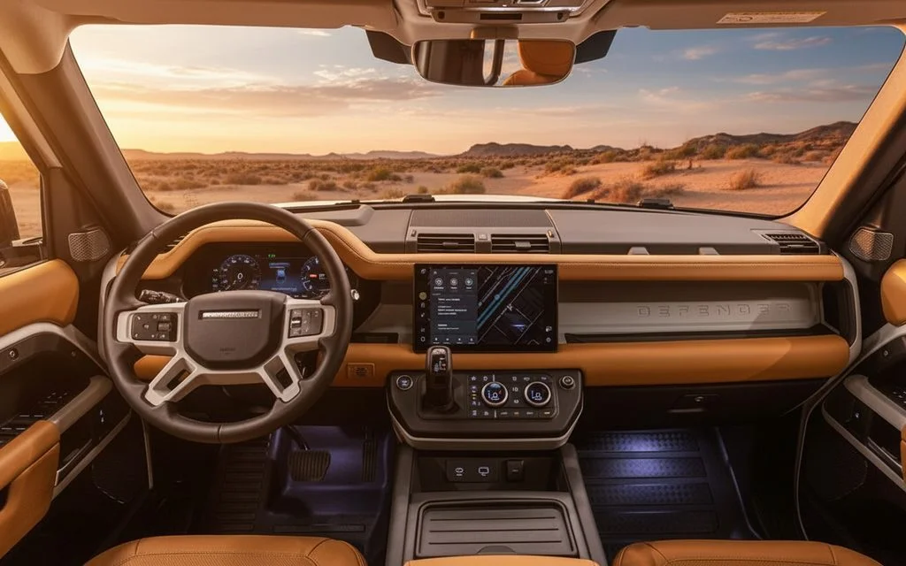 LandRover Defender 2024 interior view showing trim – rental in Dubai