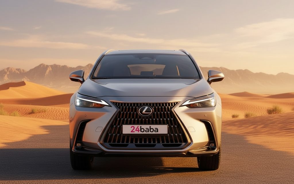 Lexus Nx 2024 Silver front view with headlights