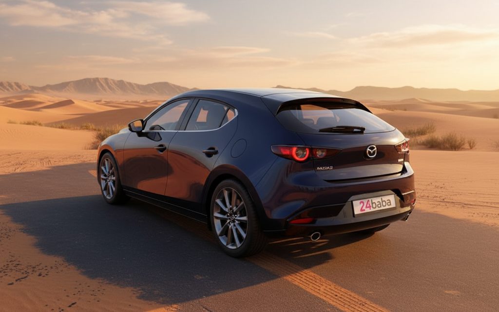 Mazda 3 2023 Blue rear view showing taillights