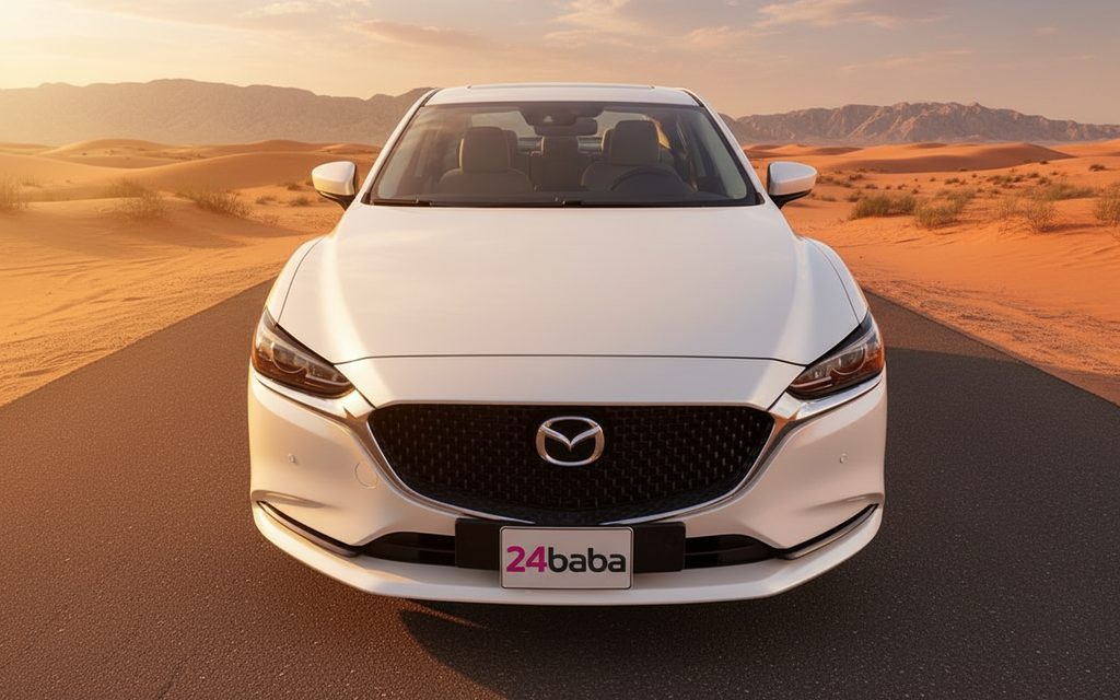 Mazda 6 2023 White front view with headlights