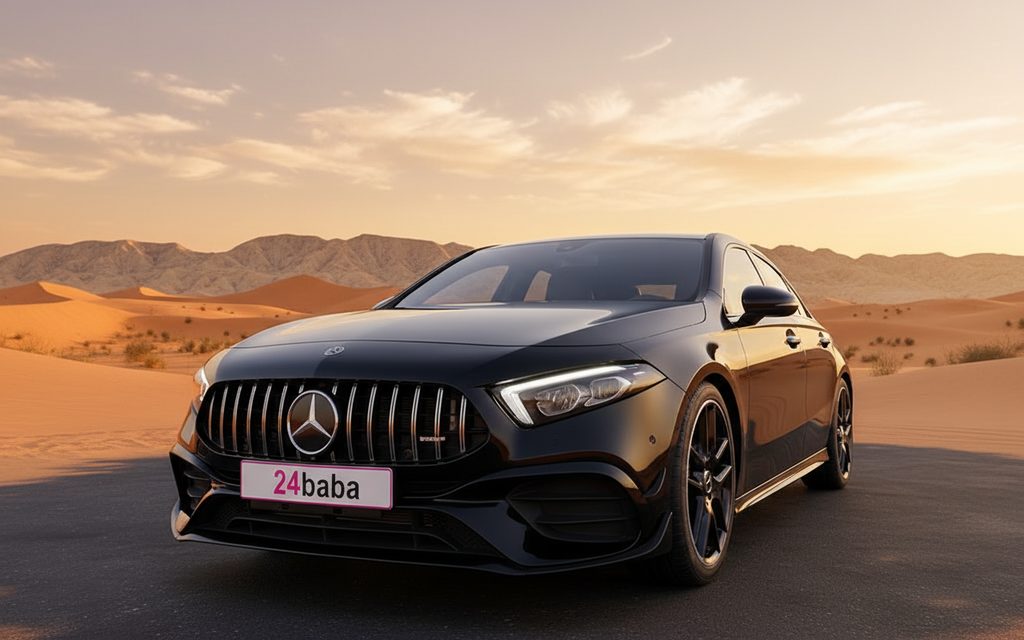 Mercedes A220 2020 Black front view with headlights