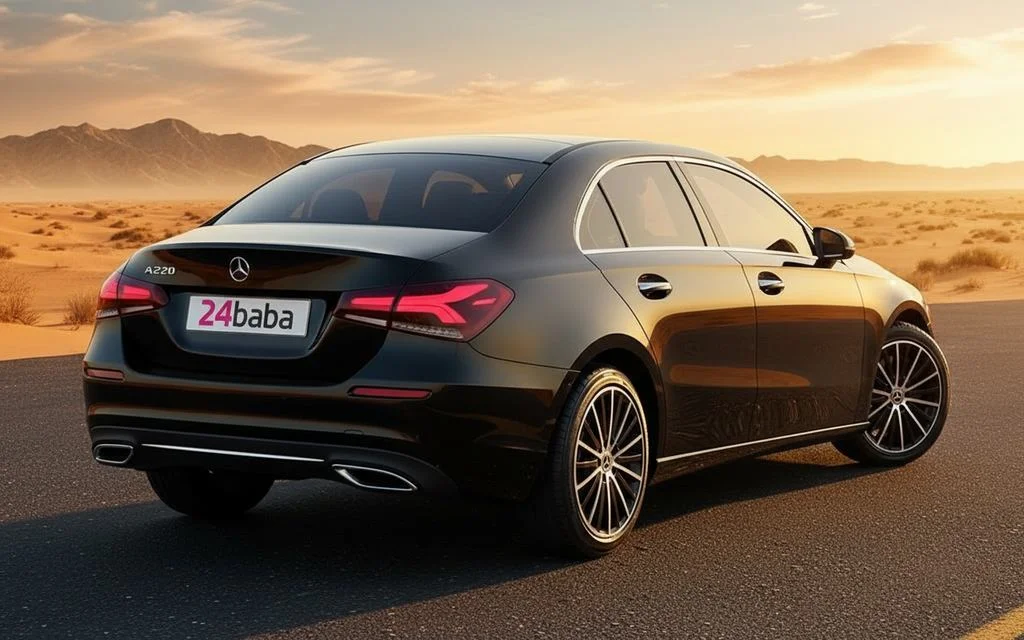 Mercedes A220 2021 Black rear view showing taillights