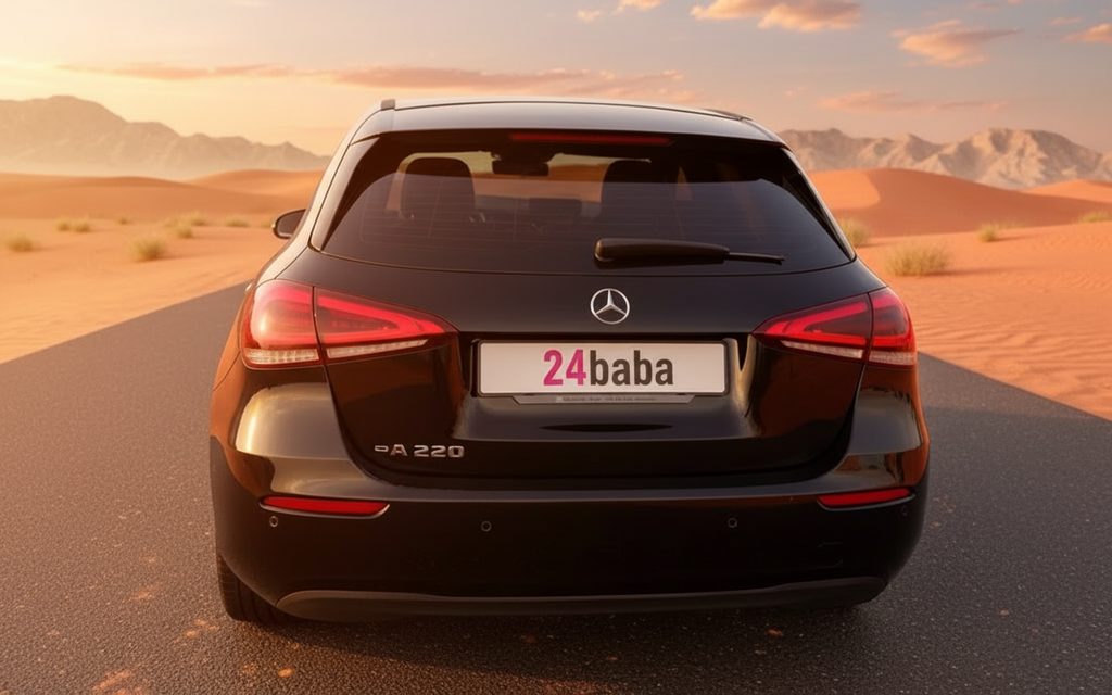 Mercedes A220 2021 Black rear view showing taillights