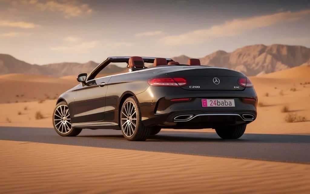 Mercedes C200 2025 Black rear view showing taillights