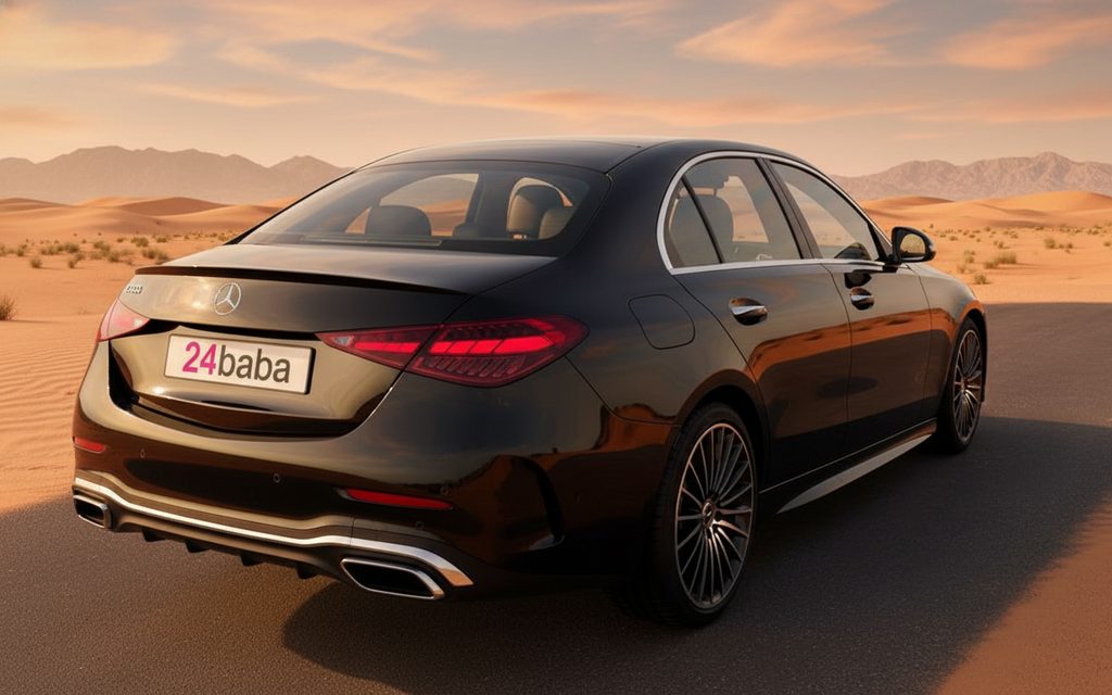 Mercedes C200 2025 Black rear view showing taillights