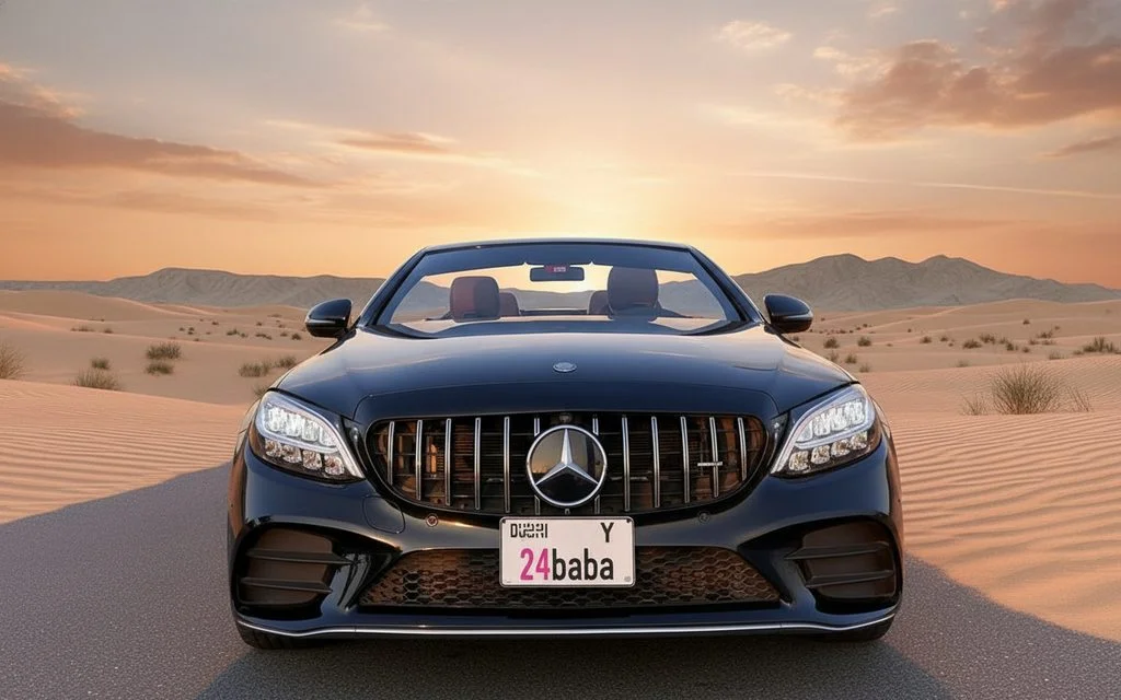 Mercedes C300 2025 Black front view with headlights