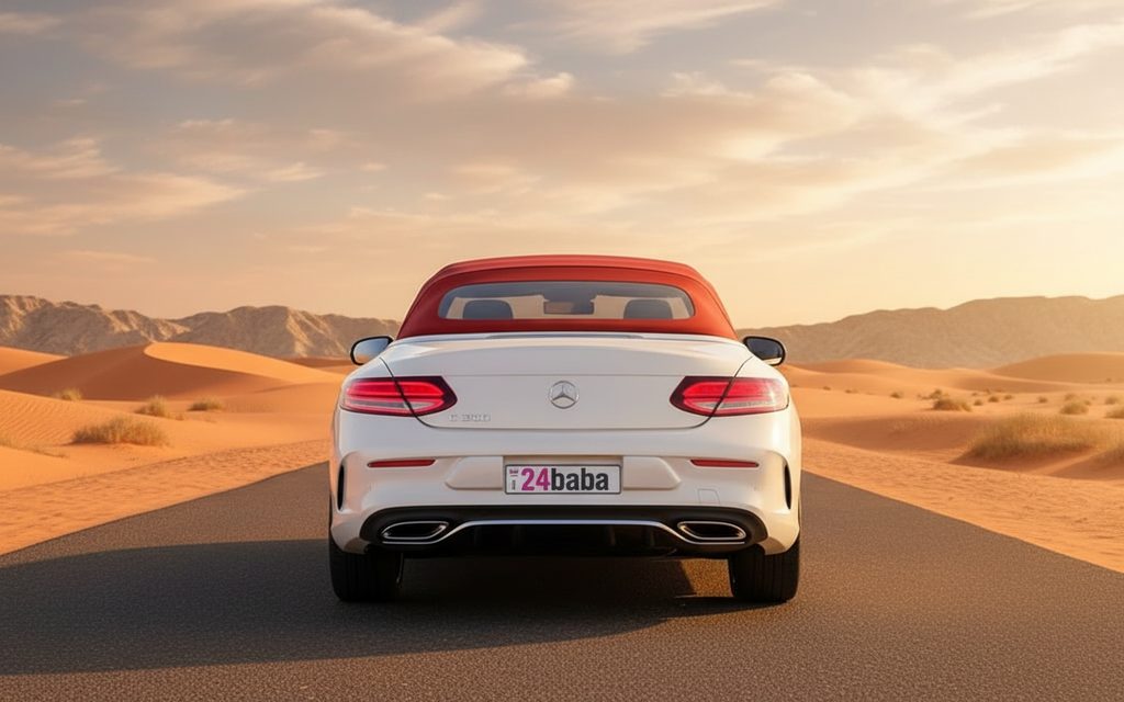 Mercedes C300 2023 White rear view showing taillights