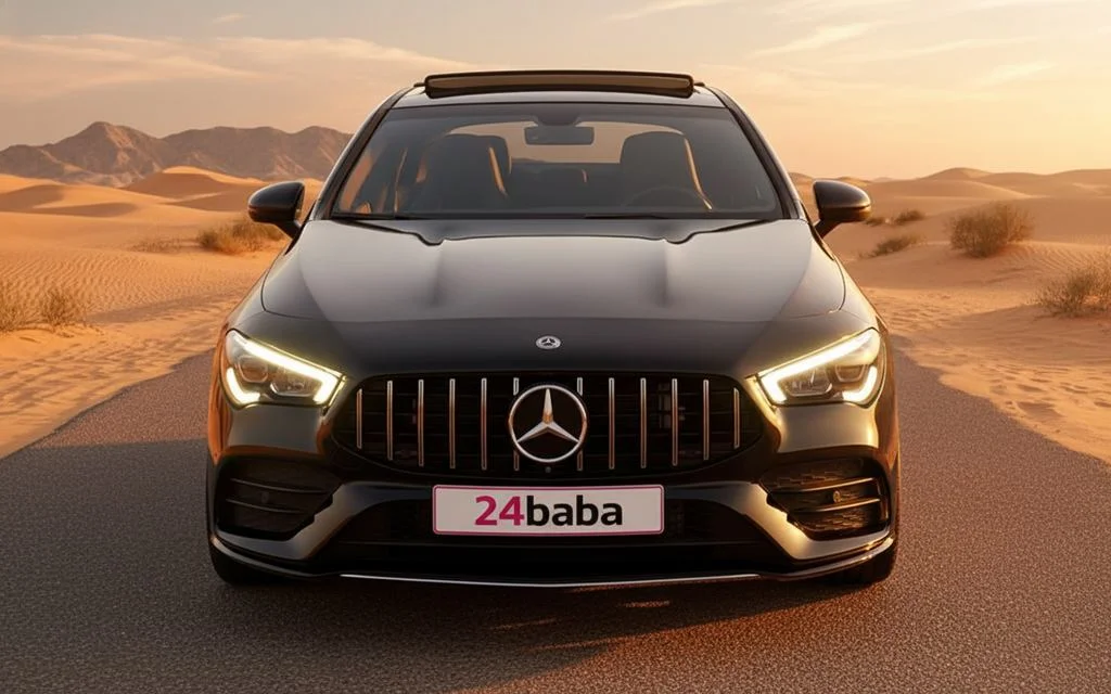 Mercedes Cla250 2023 Black front view with headlights