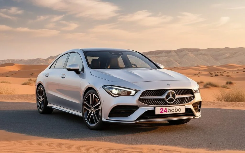 Mercedes Cla250 2021 Silver front view with headlights