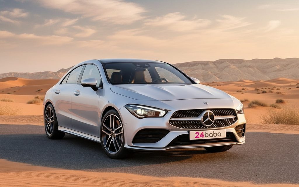 Mercedes Cla250 2021 Silver front view with headlights