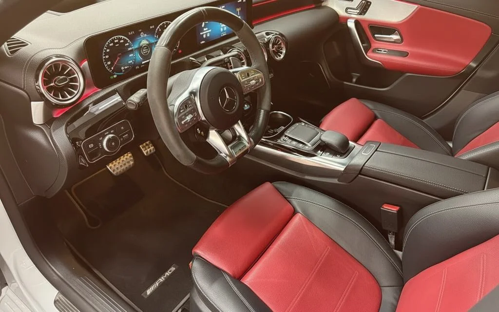 Mercedes Cla45 2022 interior view showing trim