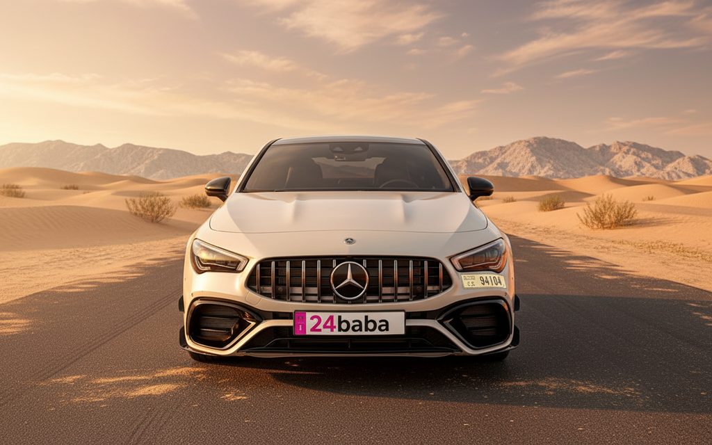 Mercedes Cla45 2022 White front view with headlights