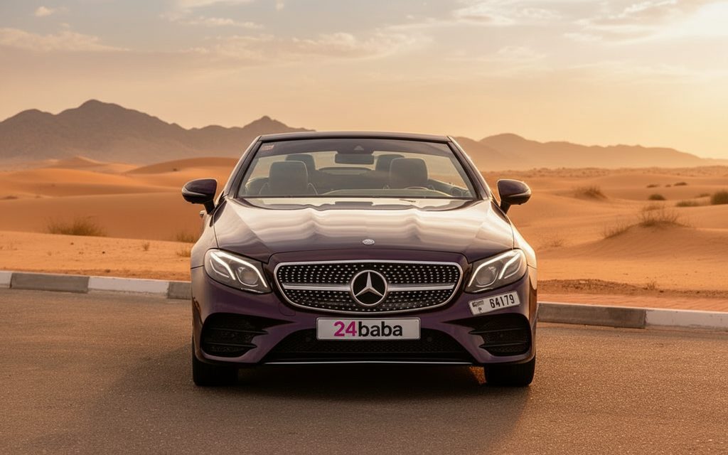 Mercedes E450 2025 Red front view with headlights