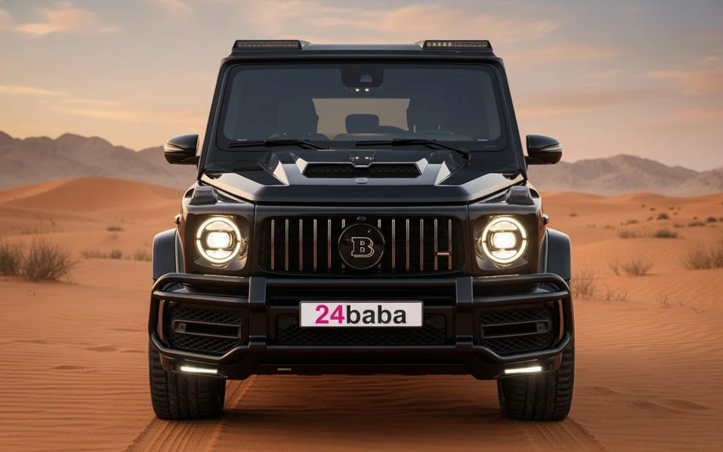 Mercedes G63 2021 Black front view with headlights
