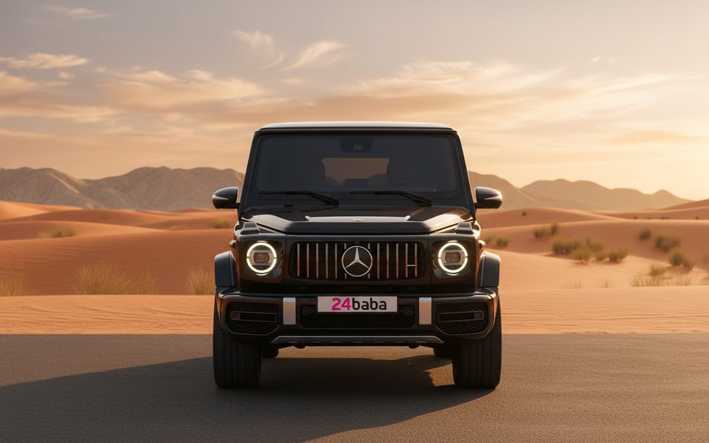 Mercedes G63 2022 Black front view with headlights