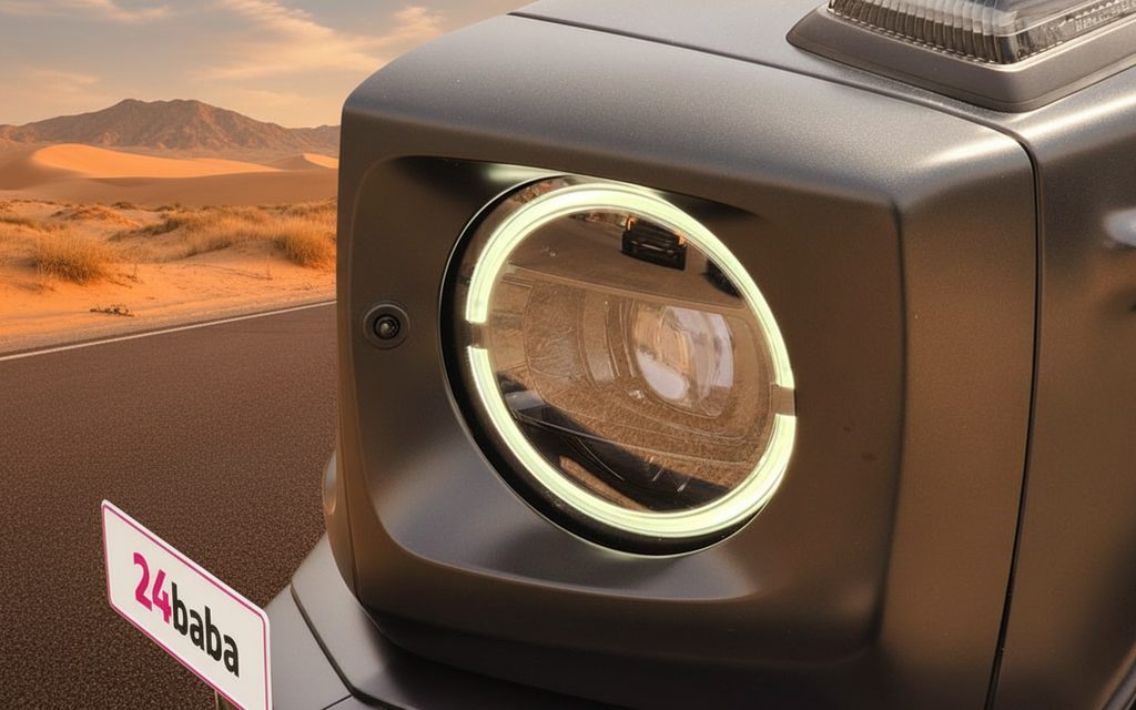 Mercedes G63 2024 Black front view with headlights