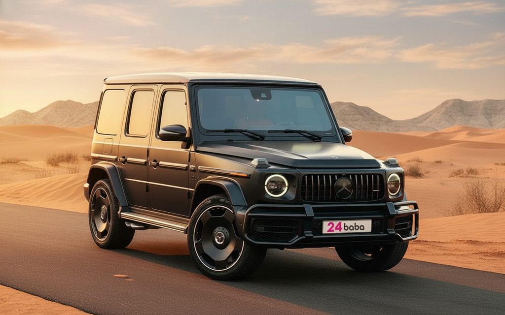 Mercedes G63 2024 Black front view with headlights
