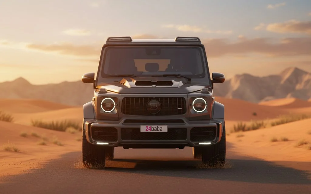 Mercedes G63 2023 Grey front view with headlights