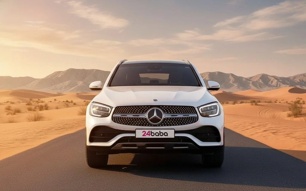 Mercedes Glc300 2022 White front view with headlights