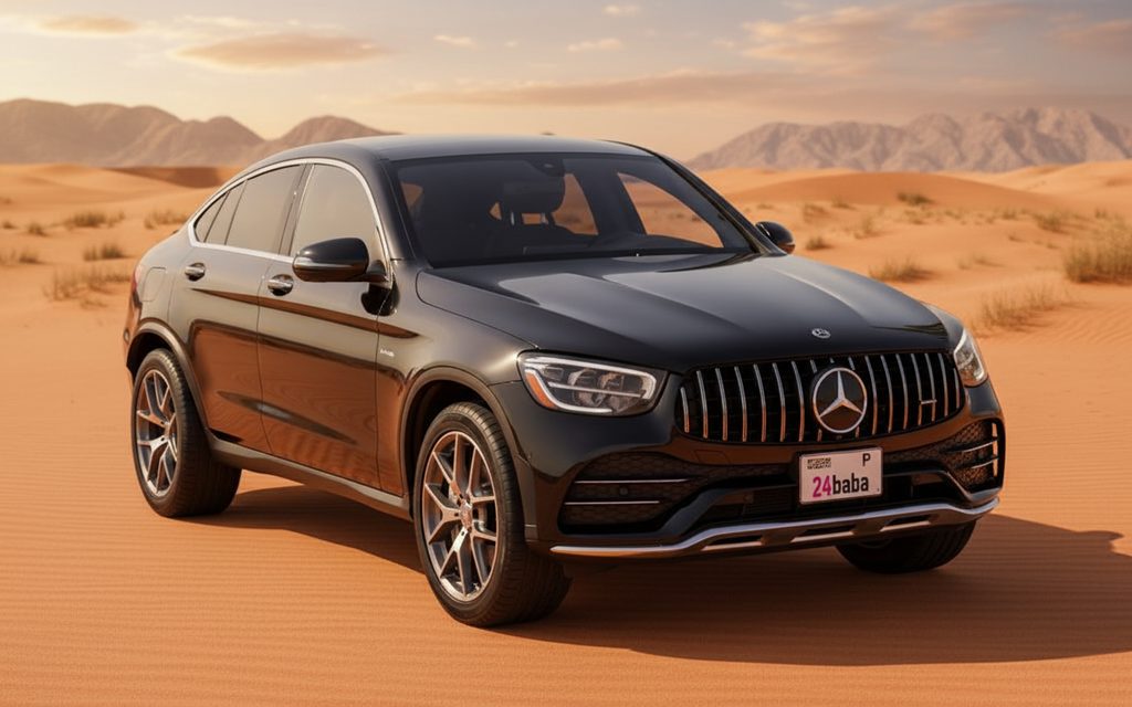 Mercedes Glc43 2022 Black front view with headlights