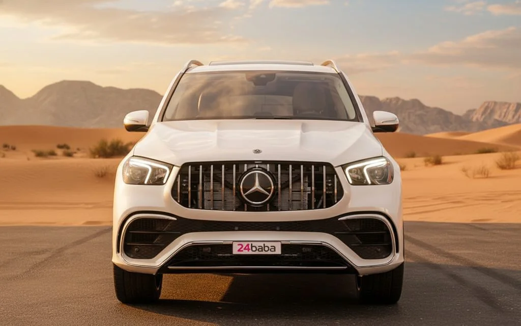 Mercedes Gle350 2022 White front view with headlights