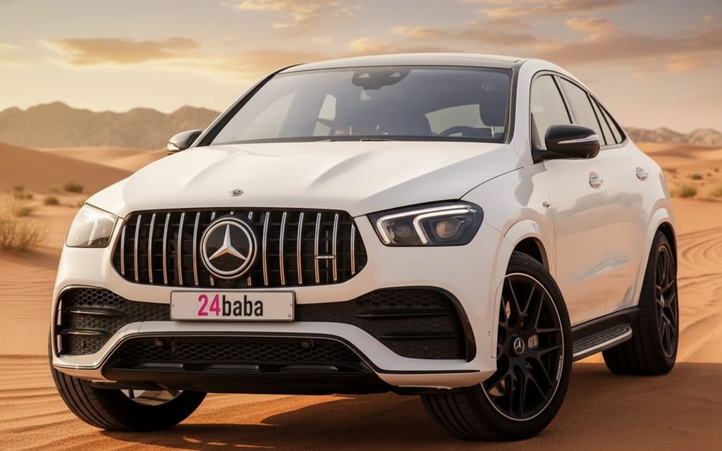 Mercedes Gle53 2022 White front view with headlights