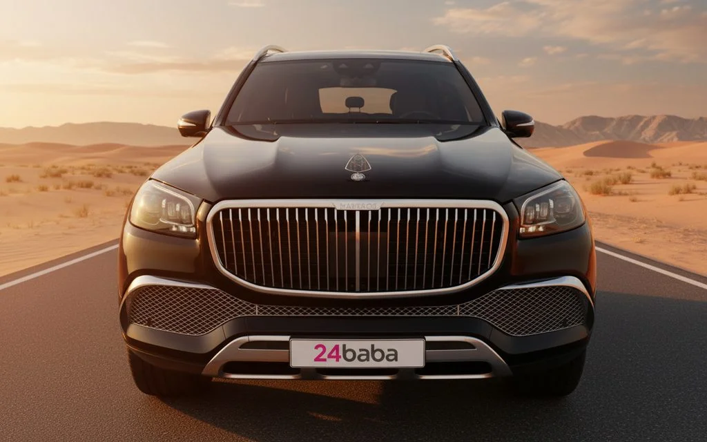 Mercedes Gls450 2022 Black rear view showing taillights – rental in Dubai