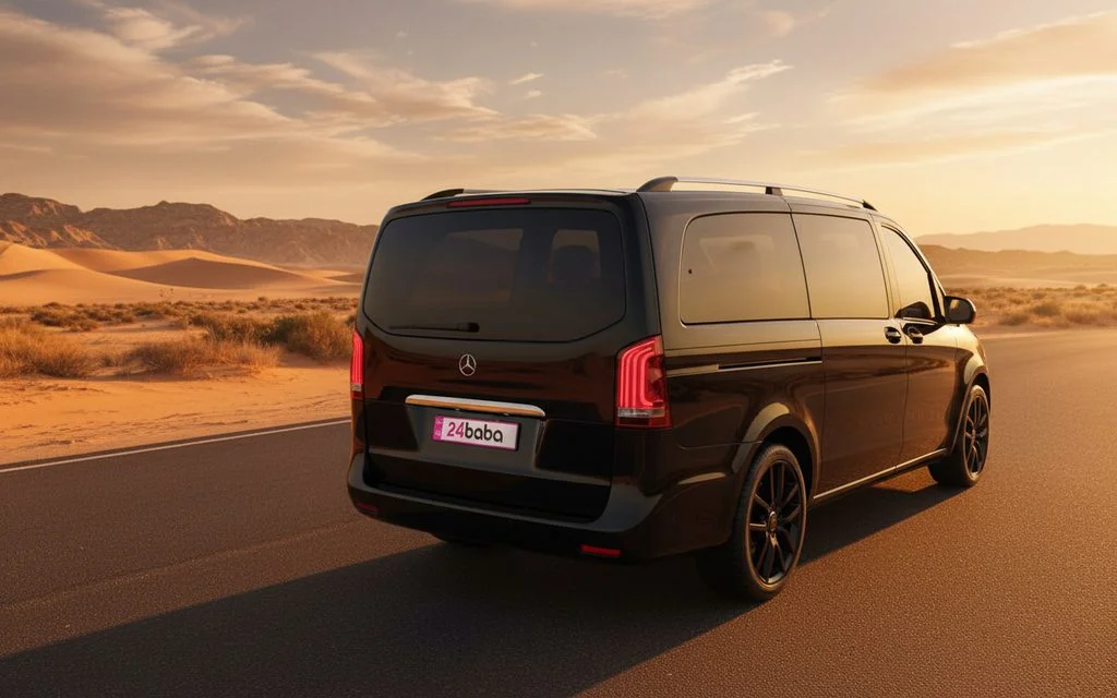 Mercedes V Class 2022 Black rear view showing taillights