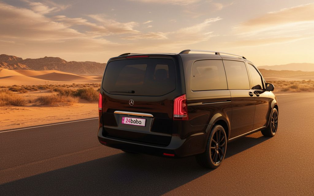 Mercedes V Class 2022 Black rear view showing taillights
