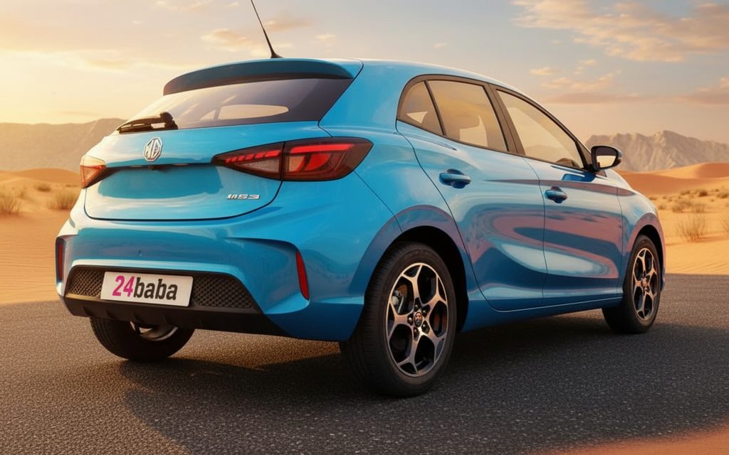 Mg 3 2024 Blue rear view showing taillights