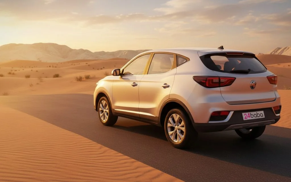 Mg Zs 2020 Silver rear view showing taillights – rental in Dubai