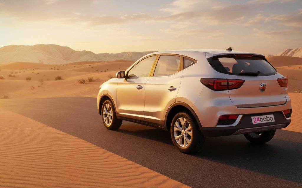 Mg Zs 2020 Silver rear view showing taillights – rental in Dubai