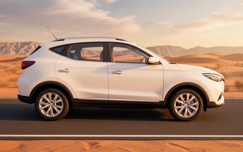 Mg Zs 2022 White side profile – rental in Dubai