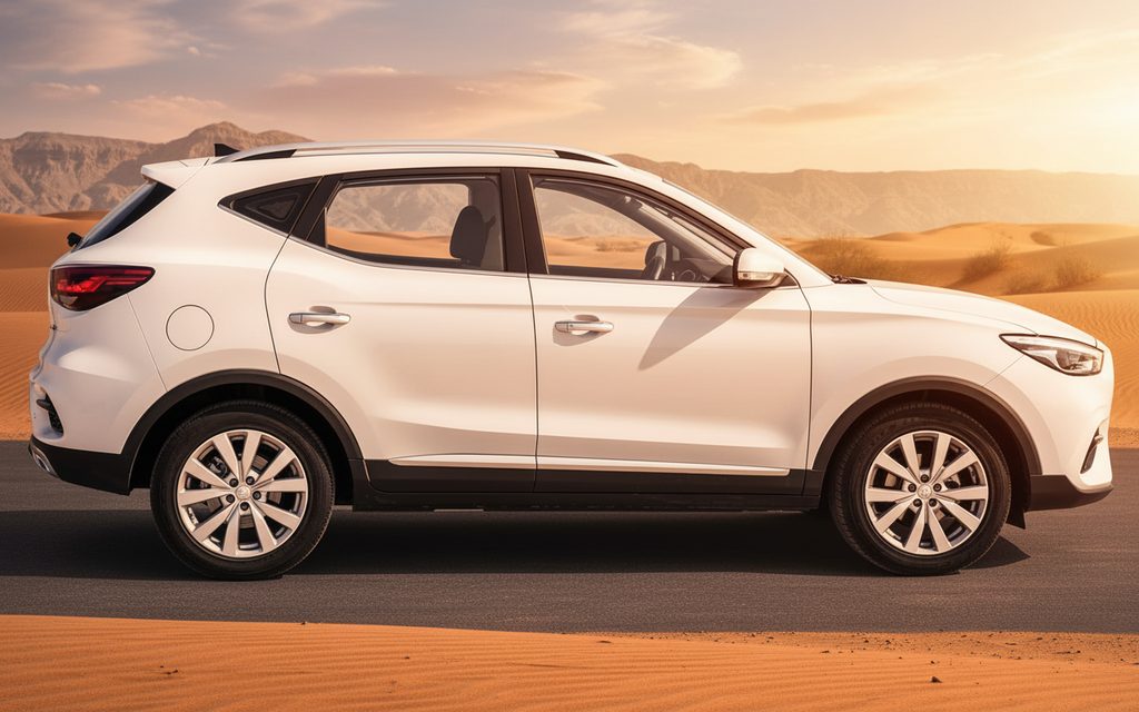 Mg Zs 2022 White side profile – rental in Dubai