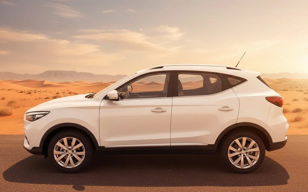 Mg Zs 2024 White side profile – rental in Dubai