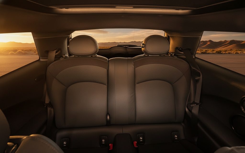Mini Cooper 2024 leather seats and cabin – rental in Dubai