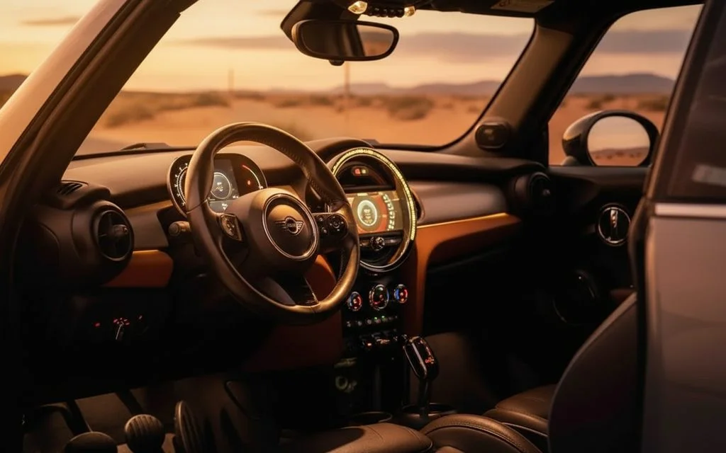 Mini Cooper 2022 interior view showing trim – rental in Dubai