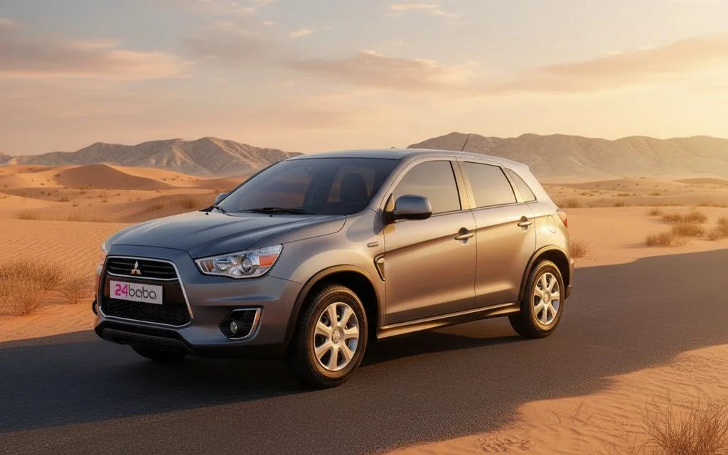 Mitsubishi Asx 2024 Grey front view with headlights – rental in Dubai